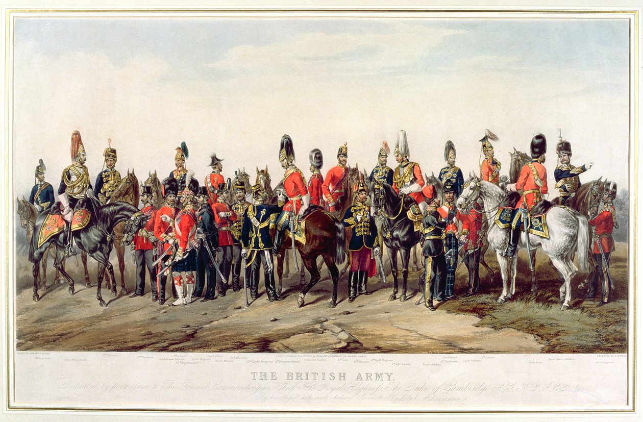 Uniformer från den brittiska armén, graverade av J. Morris, 1859 av Orlando Norie