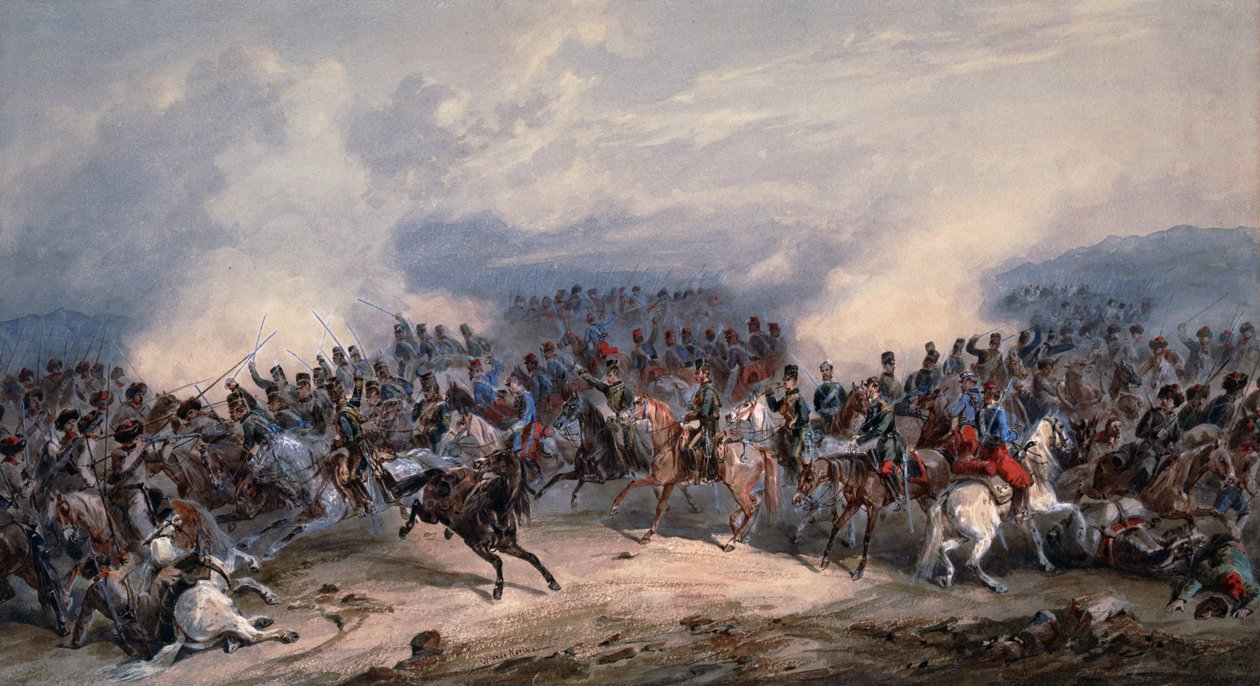 Husarer och chassörer vid slaget vid floden Chernaya den 16 augusti 1855 av Orlando Norie