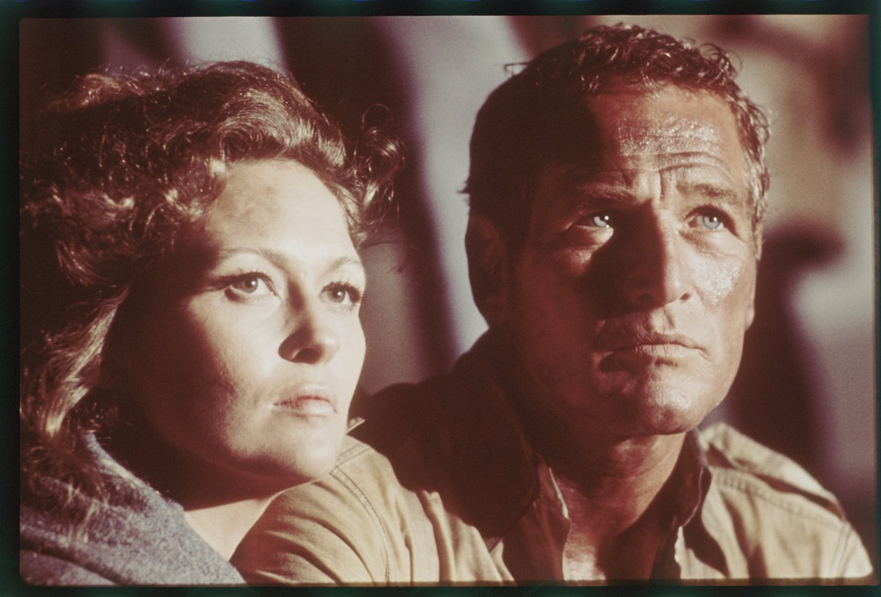 Paul Newman och Faye Dunaway på uppsättningen av "Towering Inferno" av Orlando Suero