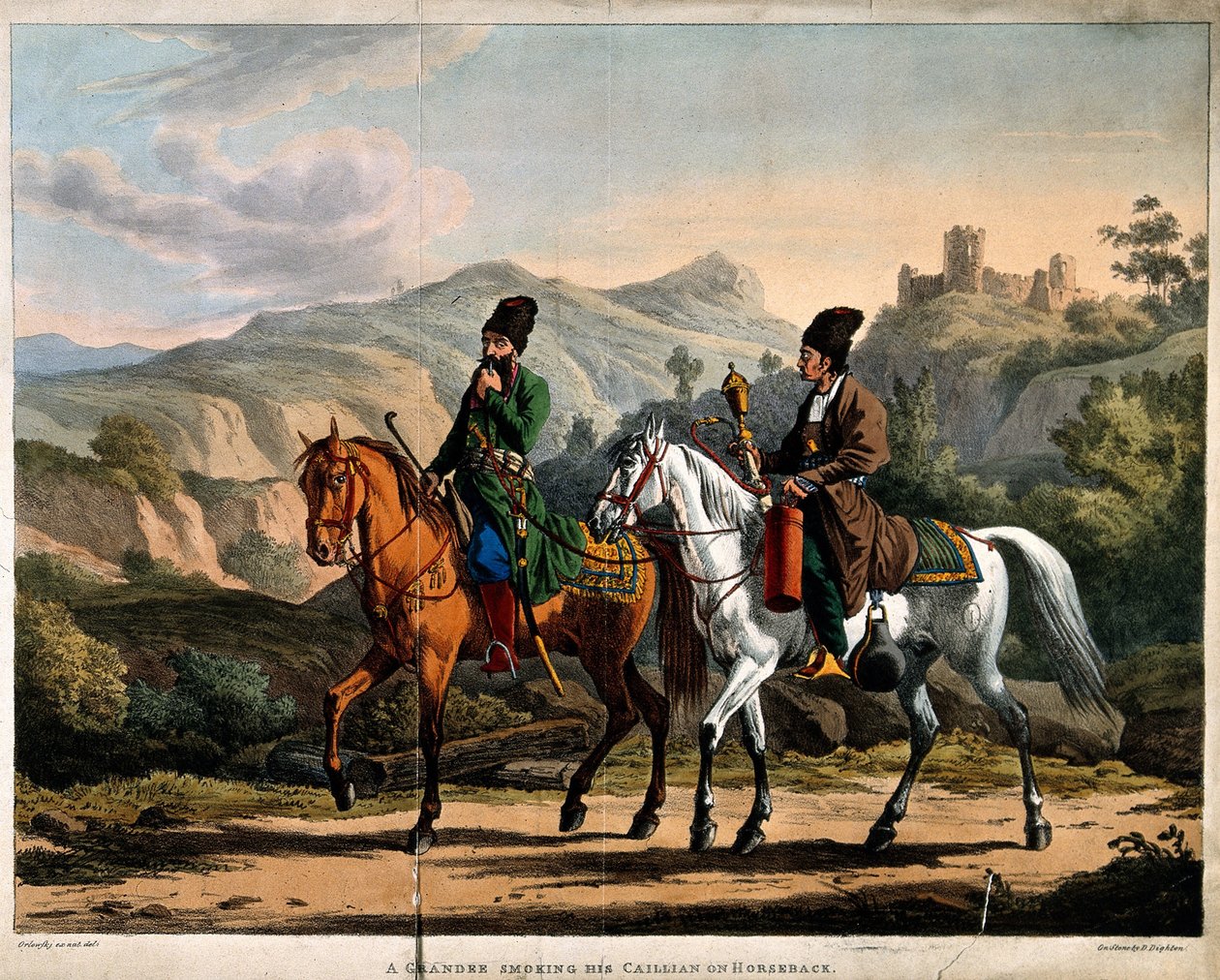 Perser röker vattenpipa till häst, ca 1820 av Orlowski