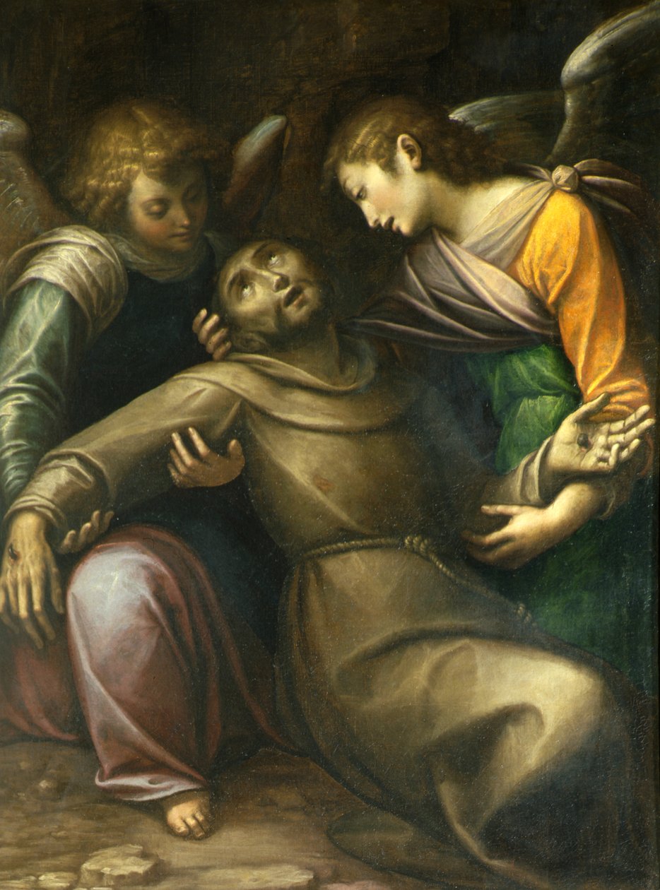 Saint Francis trøstet af to englesvenske av Orsola Maddalena Caccia