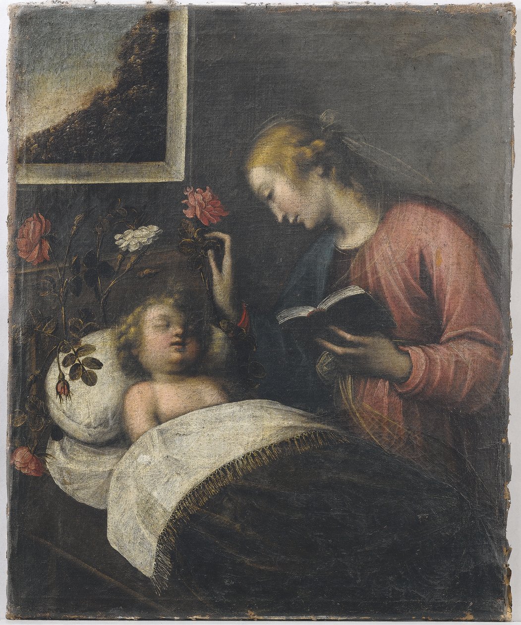 Madonna med barn (olja på duk) av Orsola Maddalena Caccia