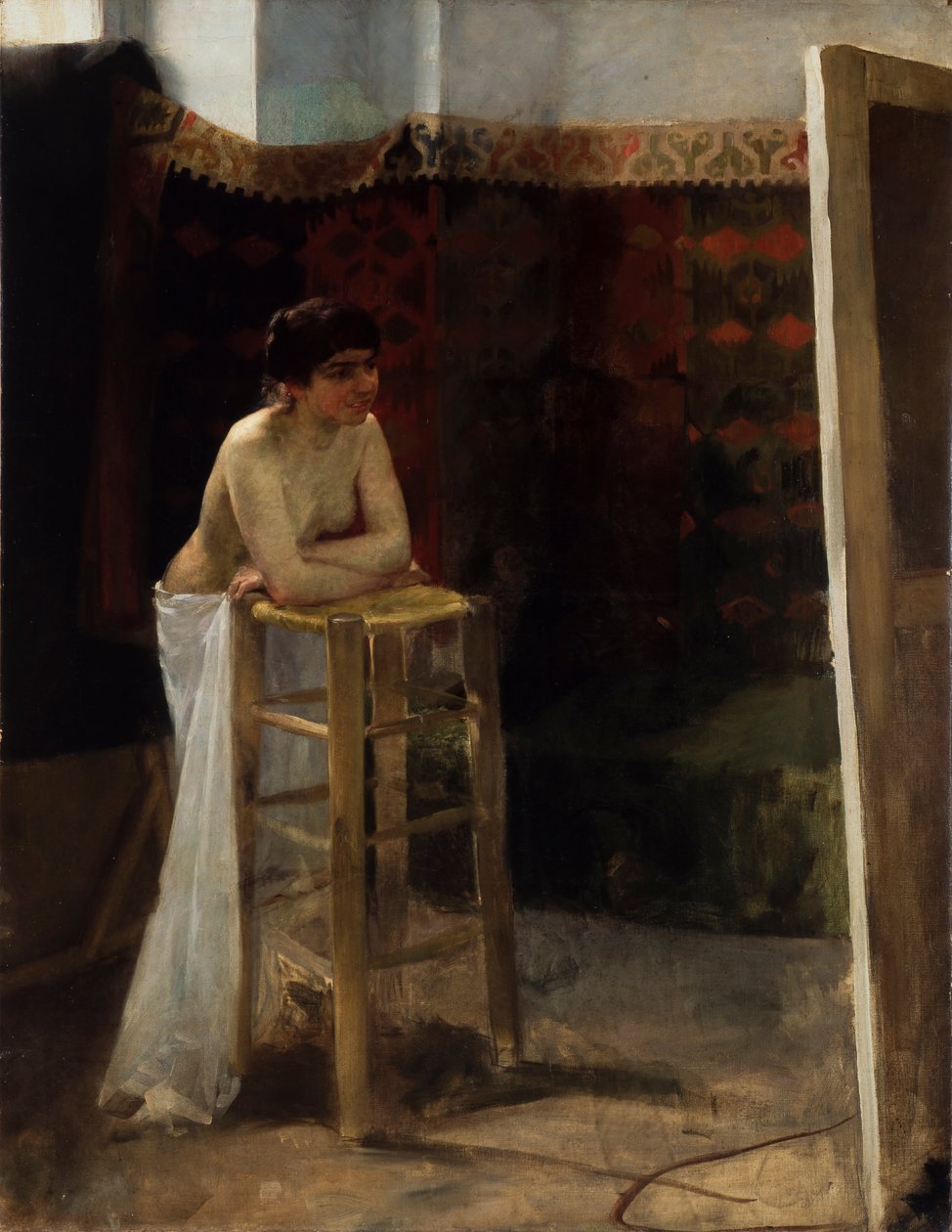 Female model in a studio av Oscar Gustaf Bjorck