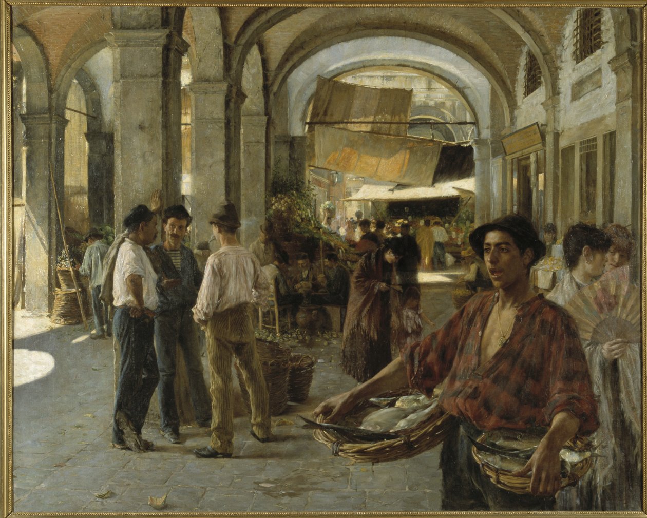 En venetiansk täckt marknad, 1887 av Oscar Gustaf Bjorck