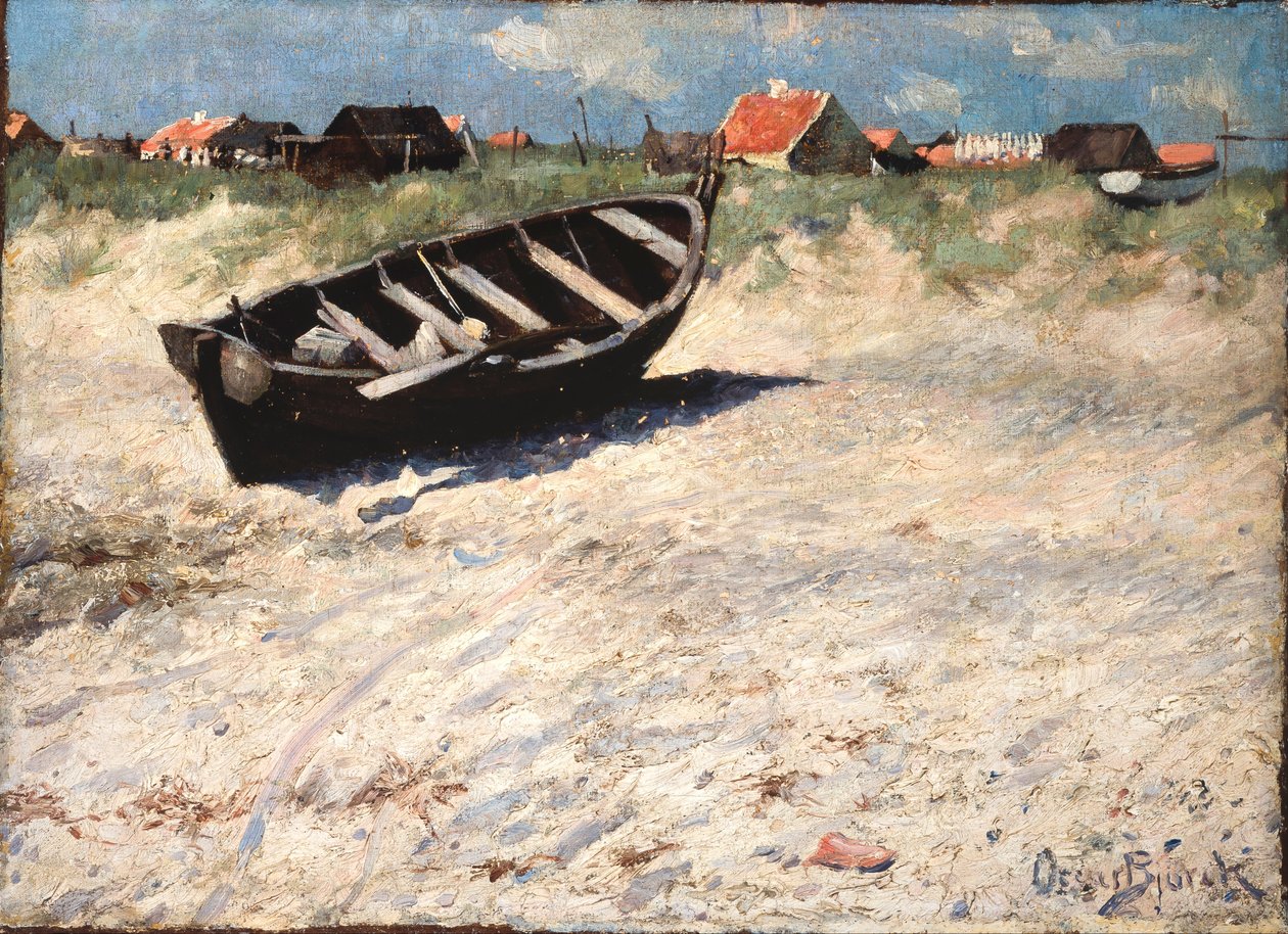 Båt vid Skagens södra strand av Oscar Gustaf Bjorck