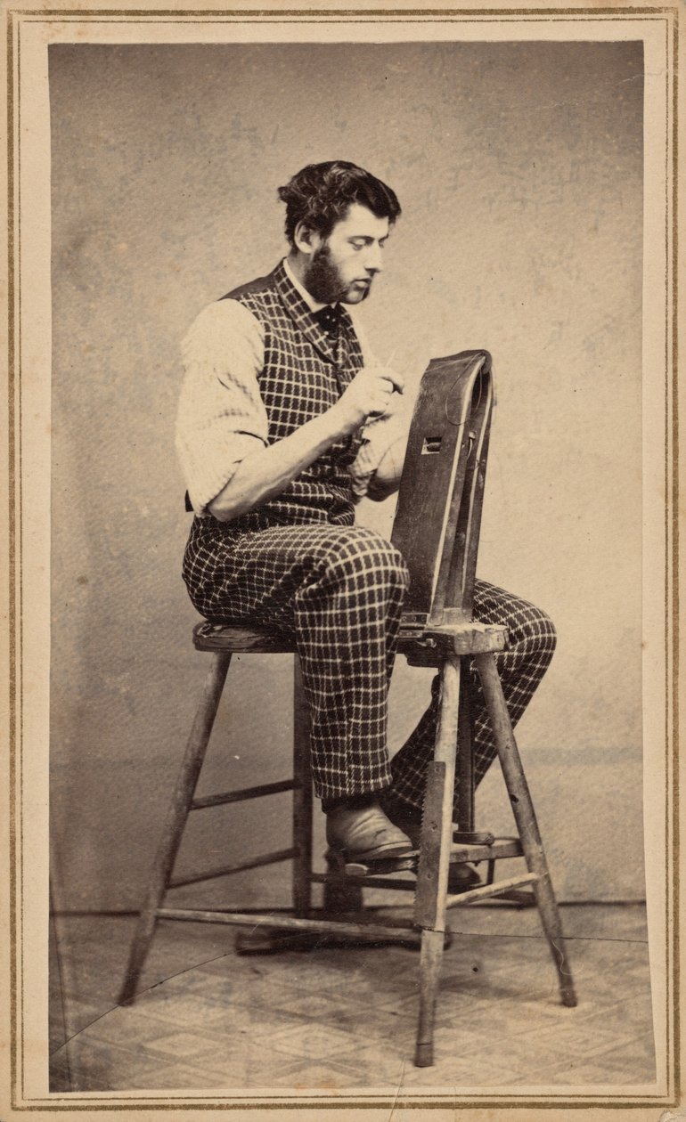 Porträtt av en läderarbetare,ca. 1864 (foto) av Oscar C. Barnes