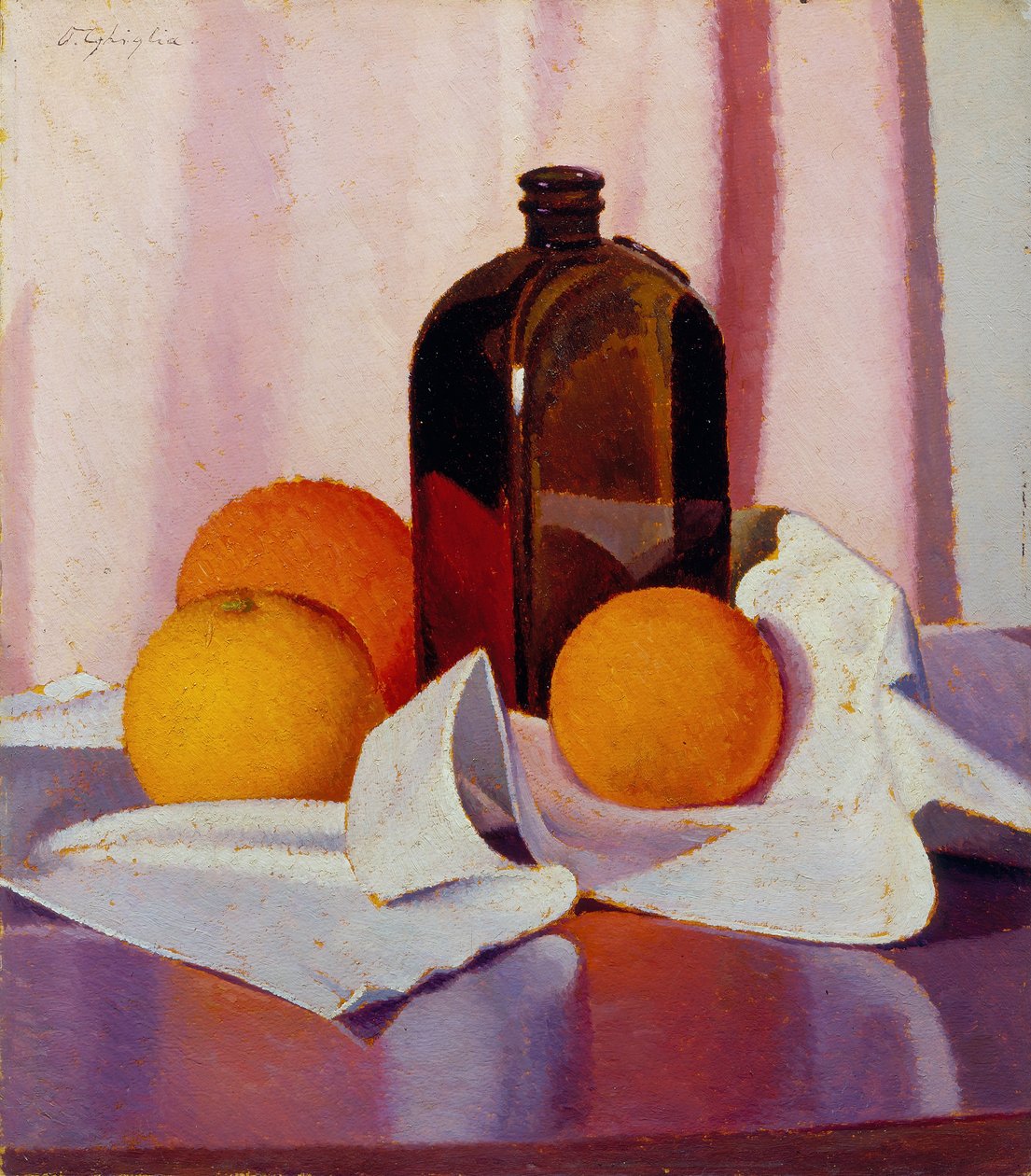 Apelsiner och flaska, ca 1930-40 (olja på papp) av Oscar Ghiglia
