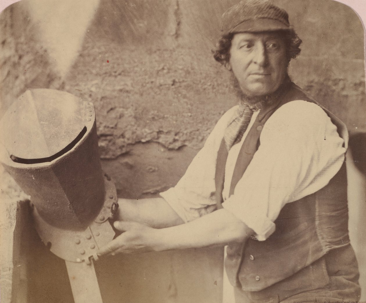 [Man med hjälm], 1858. av Oscar Gustav Rejlander
