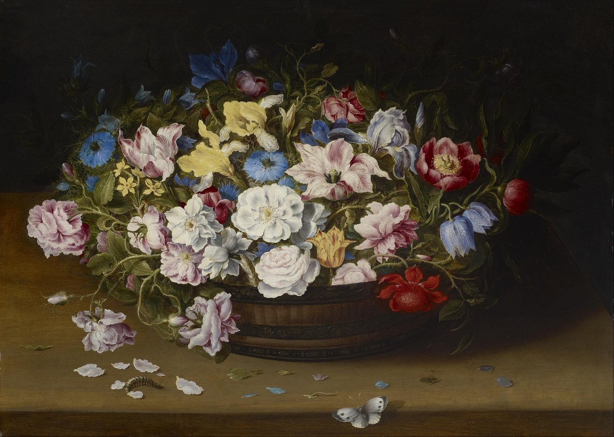Korg med blommor av Osias the Elder Beert