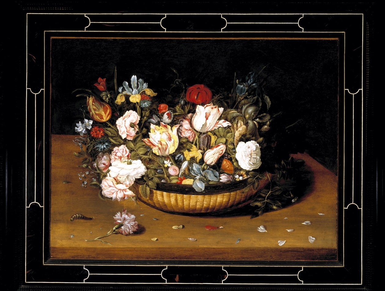 Korg med blommor, ca 1615 (olja på panel) av Osias the Elder Beert