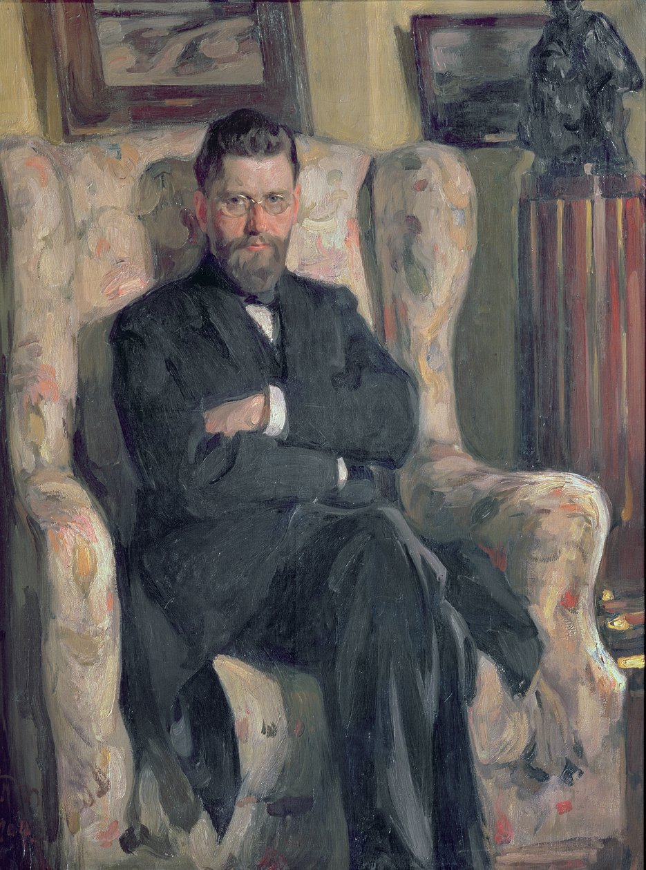 Porträtt av samlaren Alexei A. Bakhrushin (1865-1929) 1904 av Osip Emmanuilovich Braz