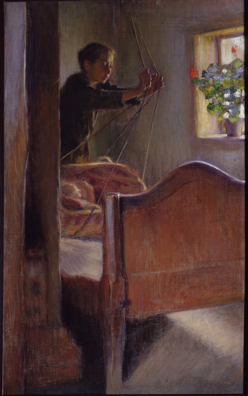 ""Vaggan"" Målning av Osip Braz (1872-1936) 1894 State Art Museum, Odessa av Osip Emmanuilovich Braz