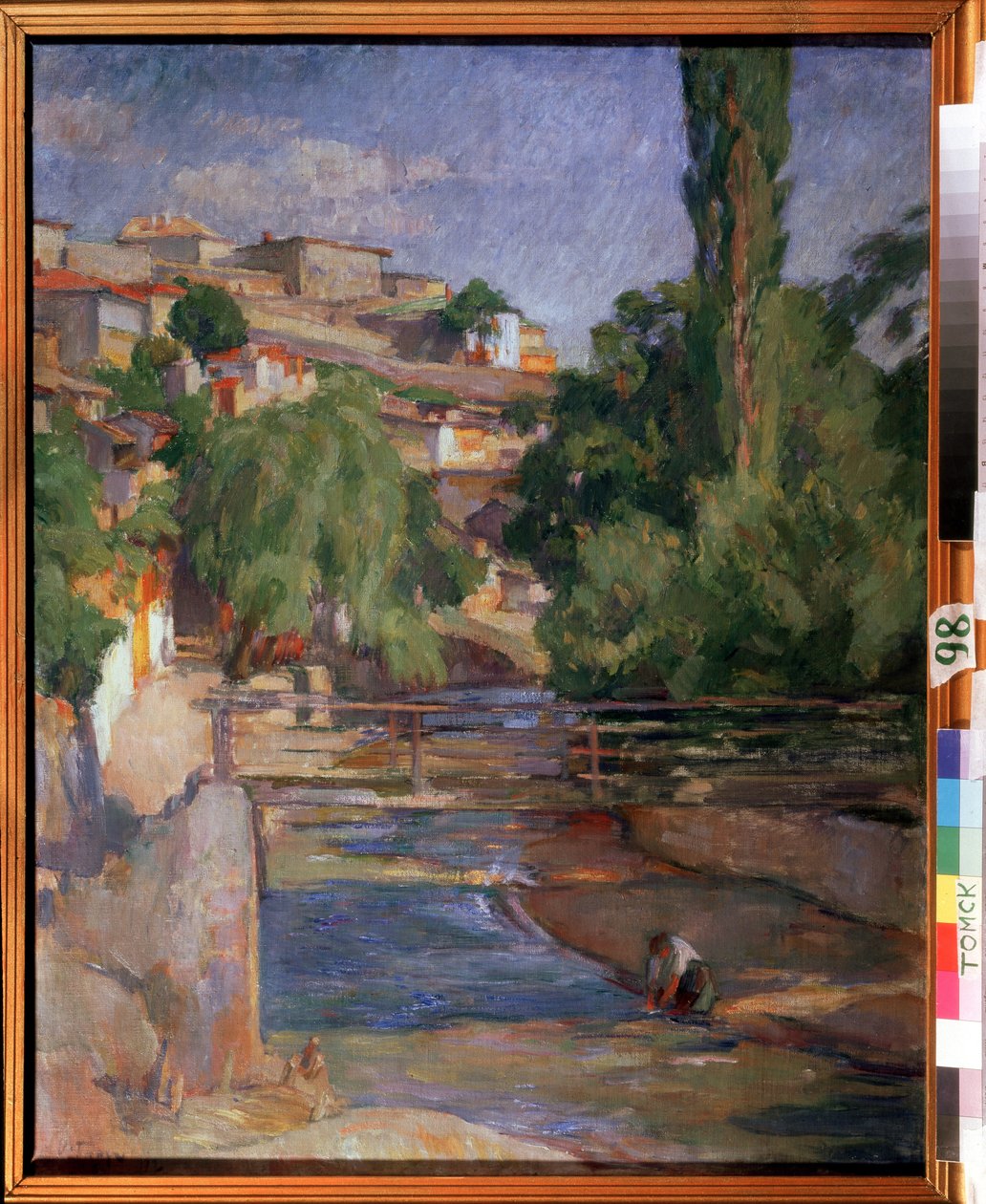 ""Landskap med bro och flod"" Målning av Osip Emmanuilovich Braz (1872-1936) 1912 Statens konstmuseum, Tomsk av Osip Emmanuilovich Braz