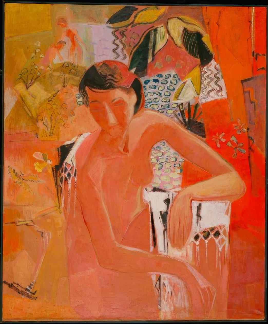 Badende mit Fransentuch – Badare med fransad sjal. 1940 Canvas, 119 × 98,5 cm Inv. A 6/50 Museum am Ostwall, Dortmund, Tyskland av Oskar Moll