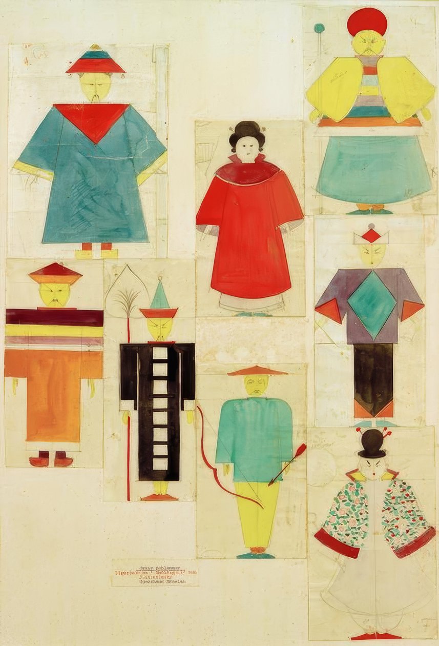 8 figurer till Nightingale av Oskar Schlemmer