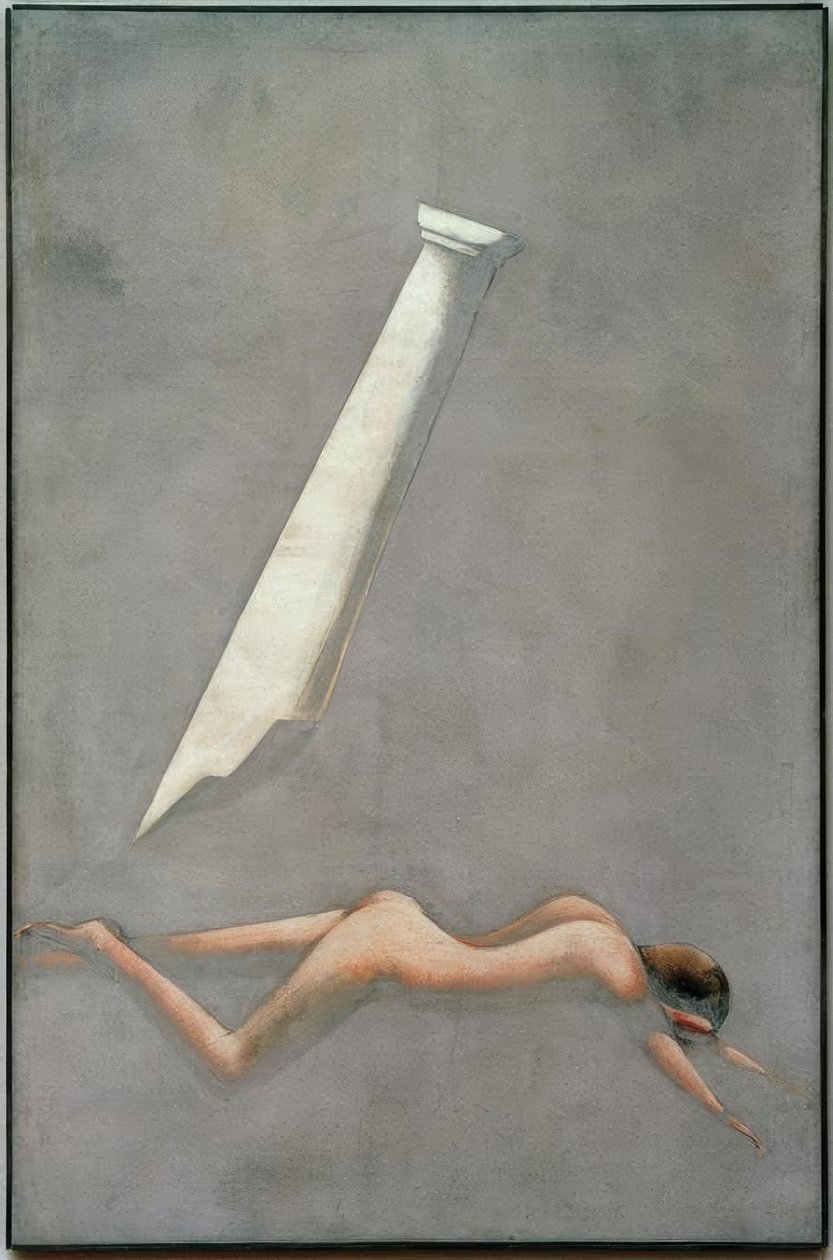 Folkwang cykel: fallen man med en kolumn av Oskar Schlemmer