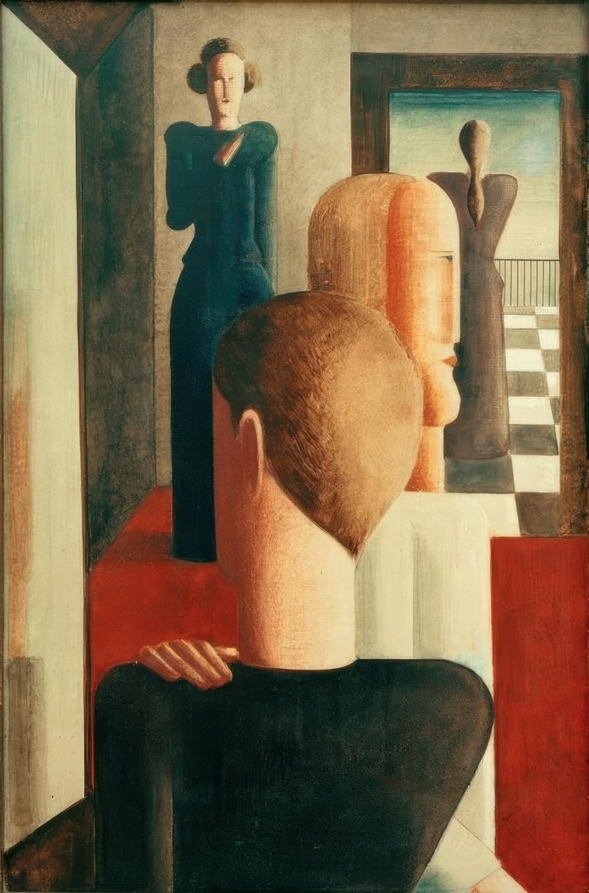 Fem figurer i ett rum (romerska) av Oskar Schlemmer