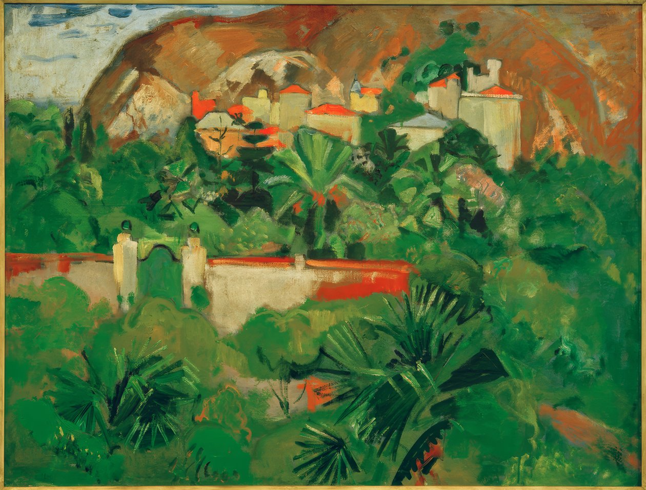 Italienskt landskap med port, Levanto av Oskar Moll