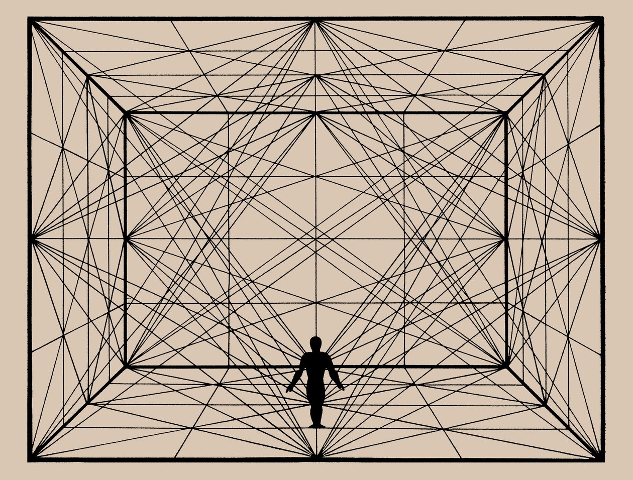 Figur i rymden med plangeometri och rumsliga avgränsningar, 1924-1925. av Oskar Schlemmer