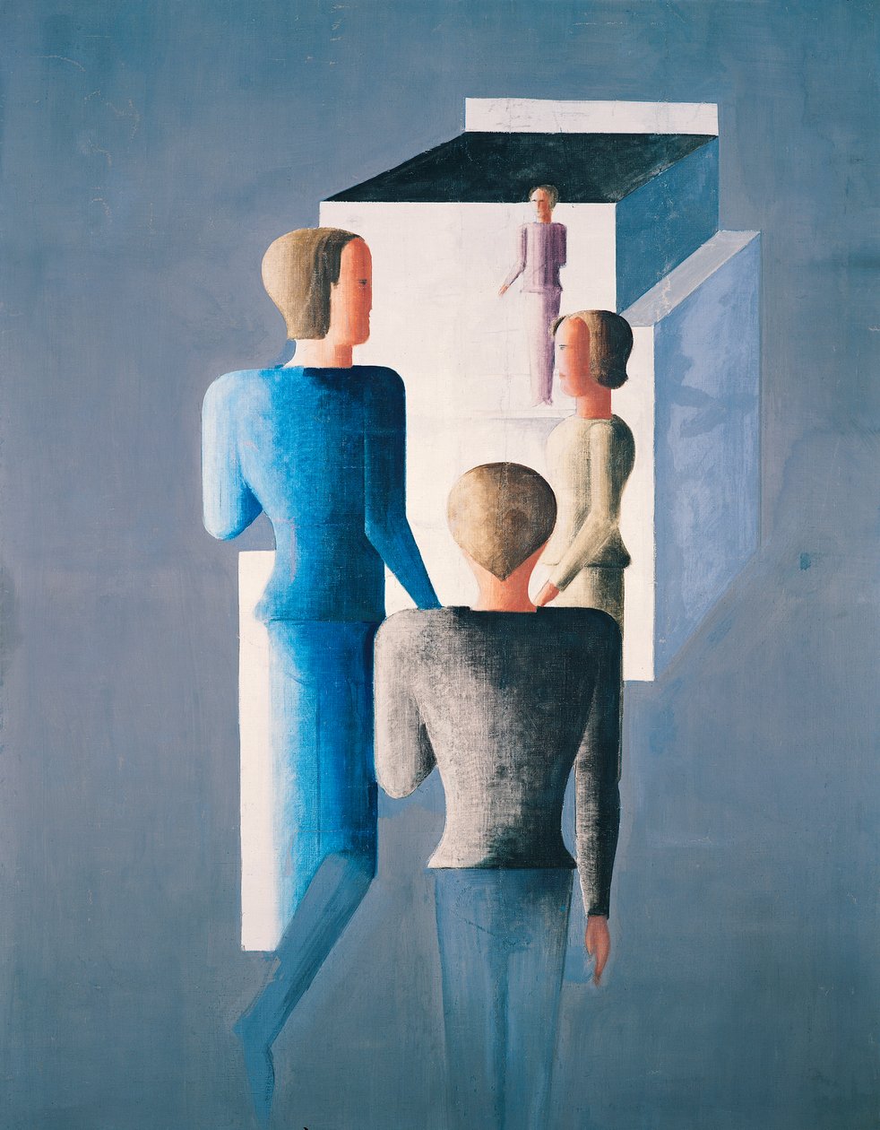 Fyra figurer och en kub av Oskar Schlemmer