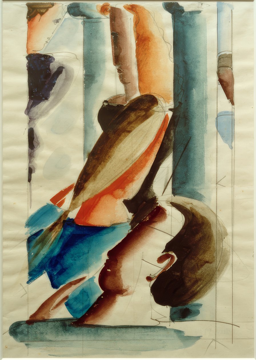 Fem figurer mellan pelarna av Oskar Schlemmer