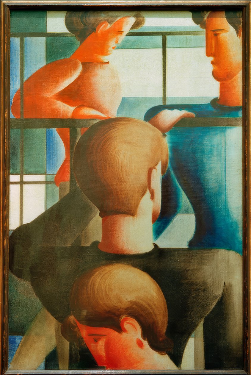 Grupp vid räcket I av Oskar Schlemmer