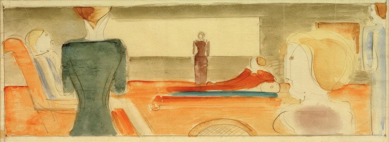 Interiör med sexsiffrig I. av Oskar Schlemmer