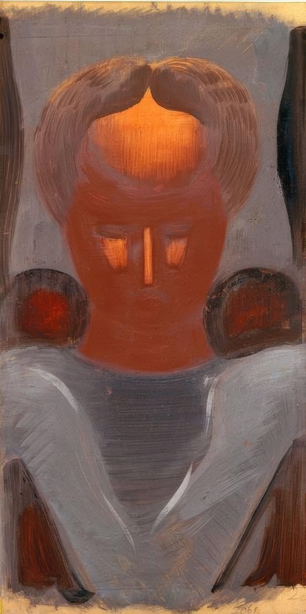 Huvud med en upplyst panna av Oskar Schlemmer
