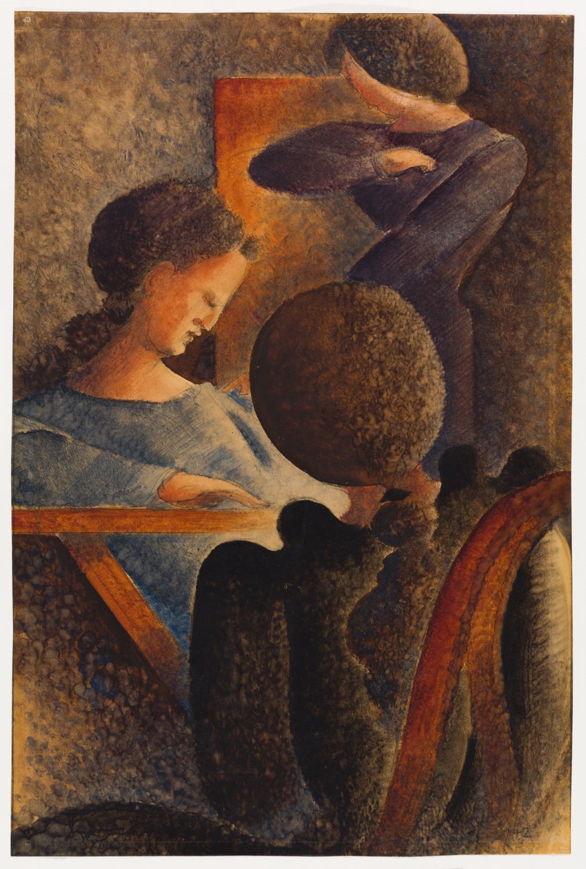 Gruppen med stillasittande livsstil av Oskar Schlemmer