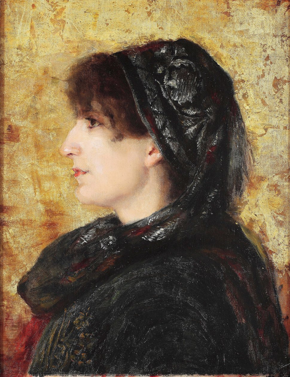 Porträtt av Naile Hanim - Målning av Osman Hamdi Bey (1842-1910) - 1910 - Olja på duk - 52x41 - Sakip Sabanci Museum, Istanbul av Osman Hamdi Bey