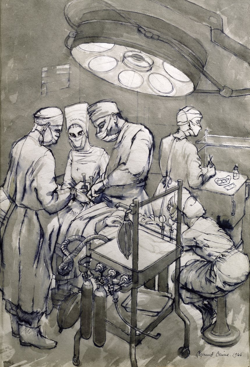 Operation Theatre, 1966 (wc på papper) av Osmund Caine