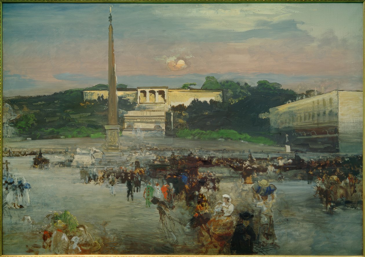 Rom, Piazza del Popolo / Målning av Oswald Achenbach av Oswald Achenbach