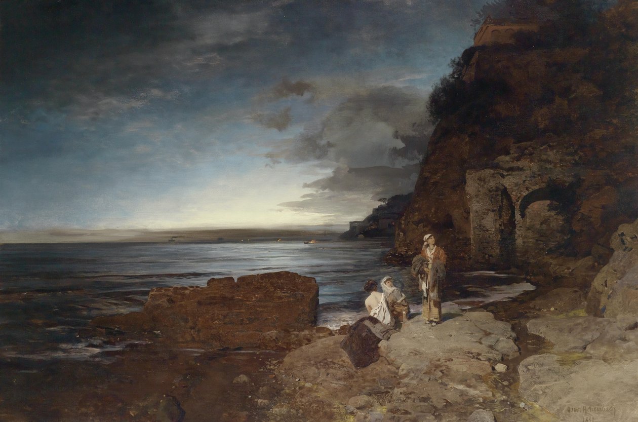Tyska: Kväll vid kusten av Oswald Achenbach