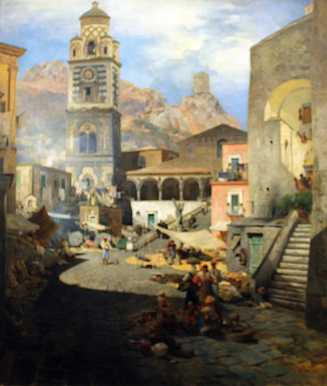 Tyska: Marknadsplats för Amalfi av Oswald Achenbach