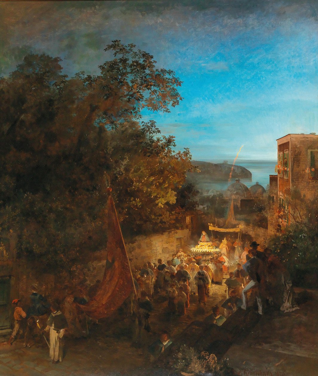 Ischia - S:ta Annas högtid, Casamicciola av Oswald Achenbach