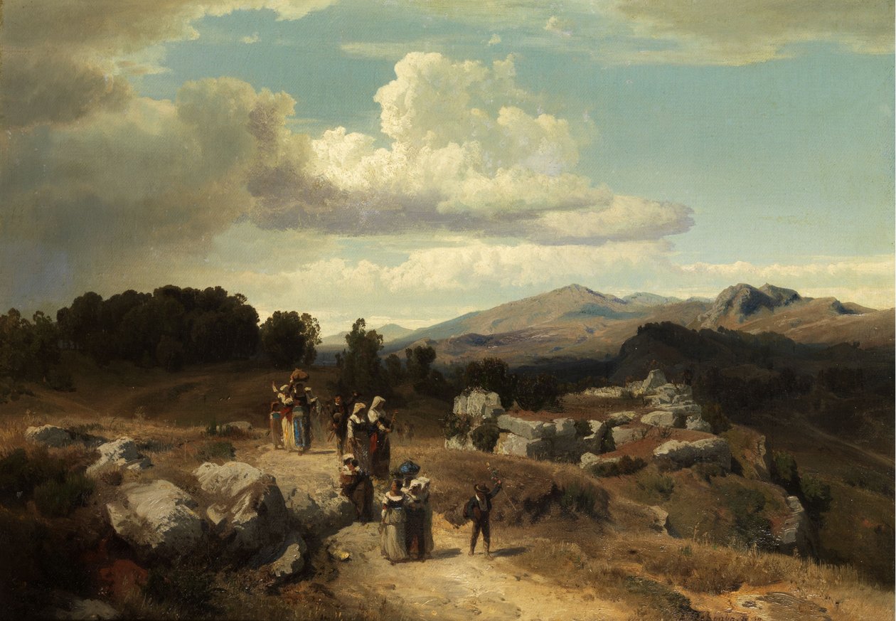 Söndagspromenad på den romerska landsbygden av Oswald Achenbach