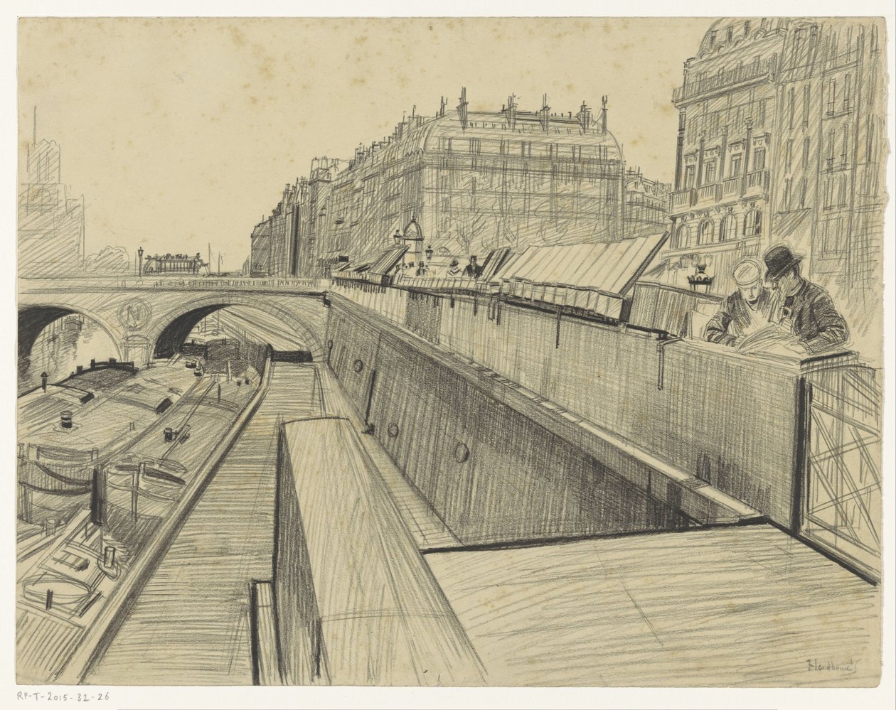 Utsikt över Quai des Grands-Augustins i Paris av Oswald Heidbrinck