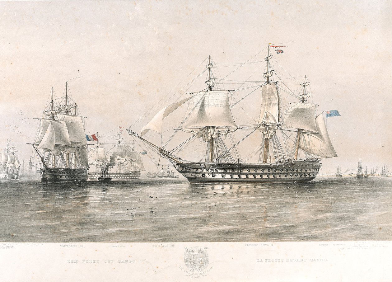 De engelska och franska flottorna i Östersjön av Oswald Walters (after) Brierly