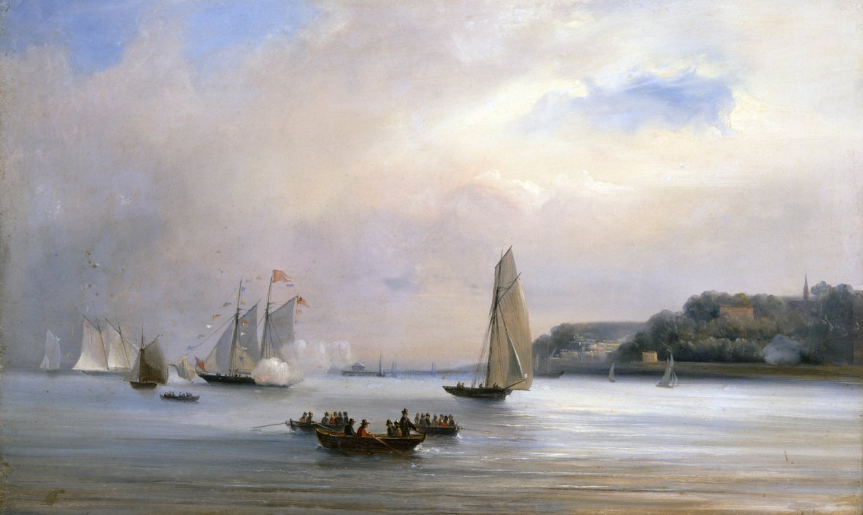 The Anglo-American Yacht Race round the Isle of Wight, 22 augusti 1851 (olja på duk) av Oswald Walters Brierly