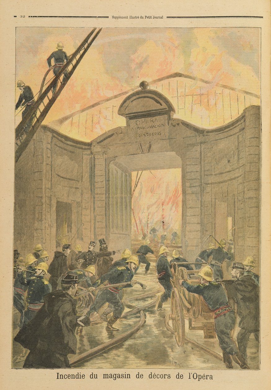 Eld i scenen Dock av Opera de Paris, från 