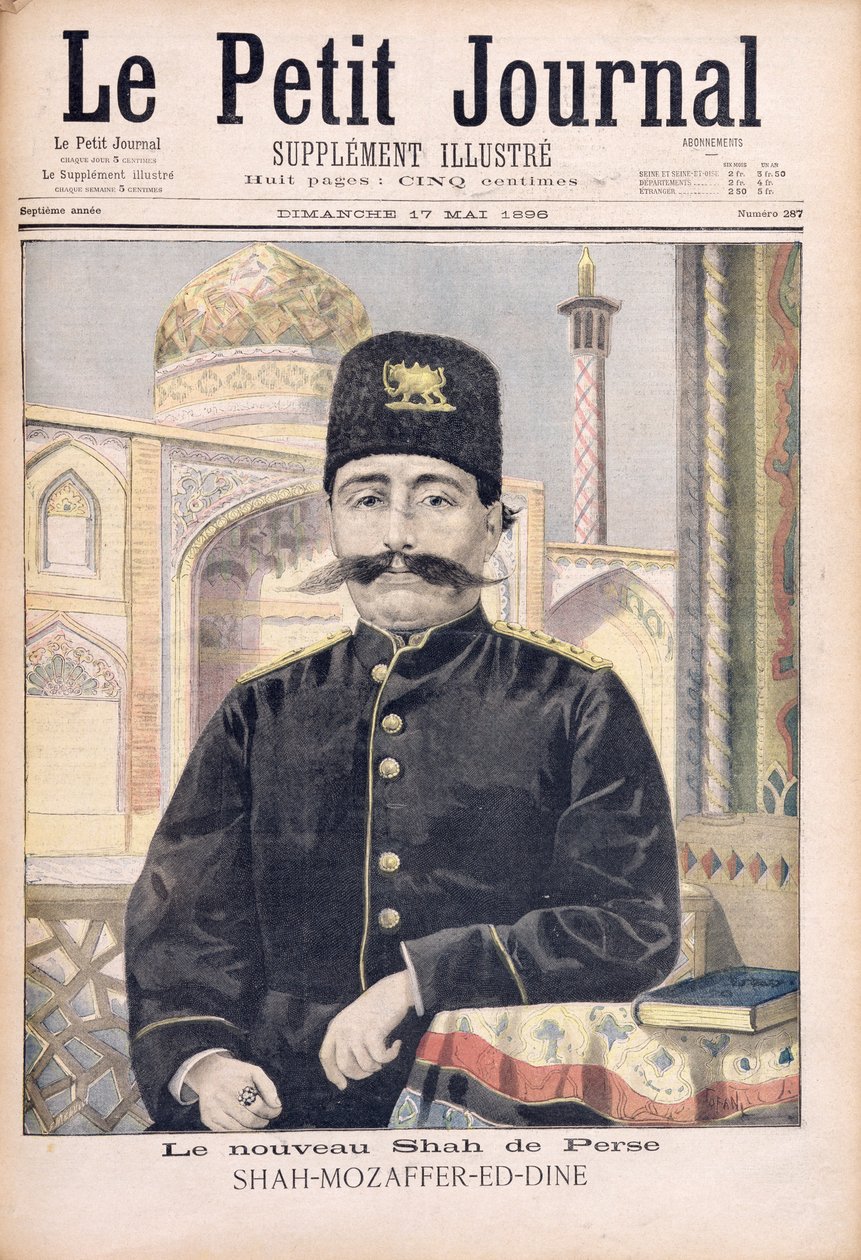 Porträtt av Shah Mozzafer-ed-Din (1853-1907) illustration från 