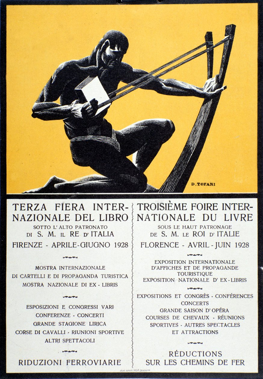 Reklamaffisch för bokmässan i Florens, april juni 1928 av Oswaldo (after) Tofani