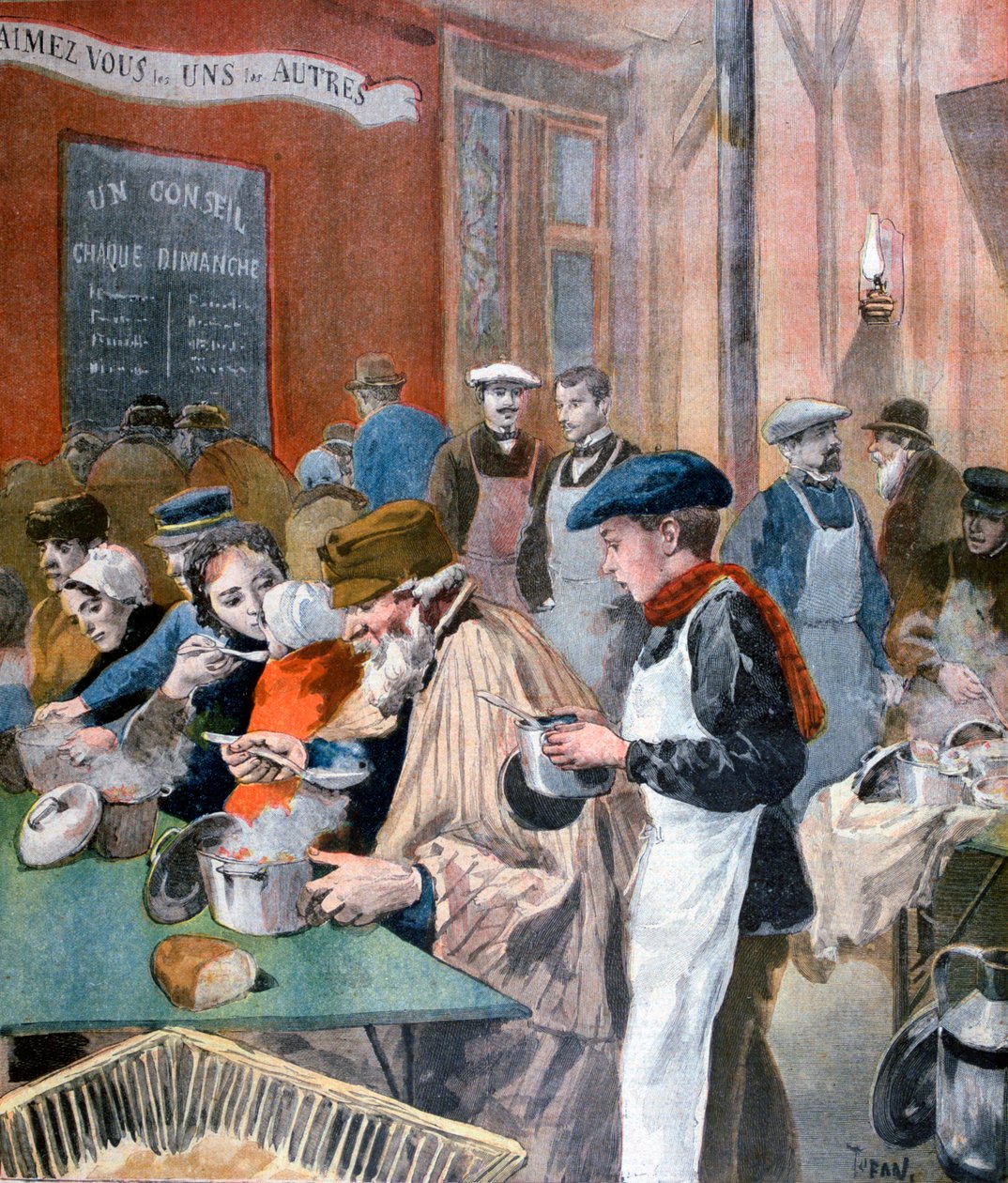 Studenternas välgörenhet, soppköket i Butte-aux-Cailles, Paris, 1894 av Oswaldo Tofani