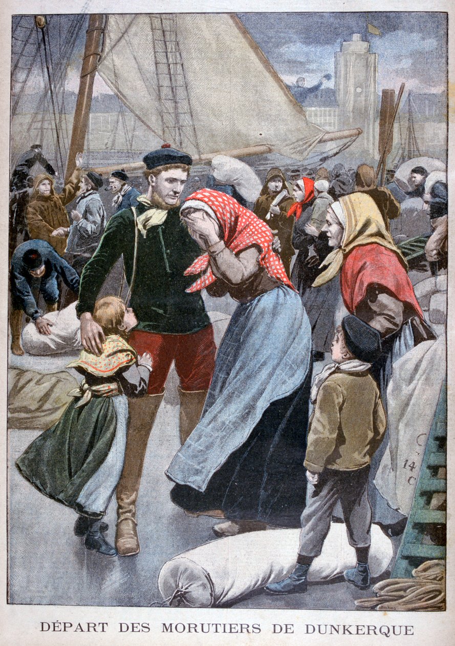 Torskfiskebåtarnas avgång från Dunkirk, 1900 av Oswaldo Tofani