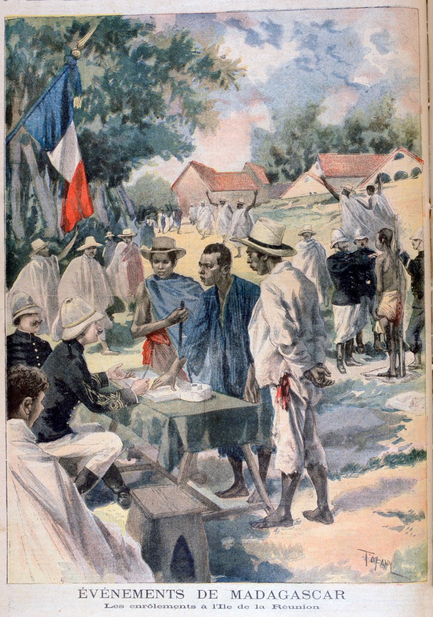 Värva infödda på ön La Reunion, 1895 av Oswaldo Tofani