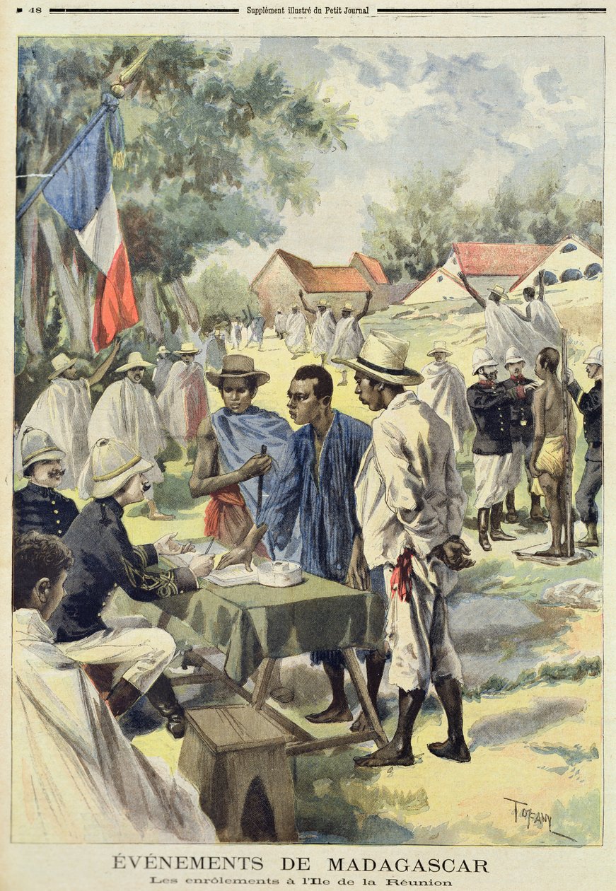 Enlisting Natives on the Island of La Reunion, från Le Petit Journal, 10 februari 1895 av Oswaldo Tofani
