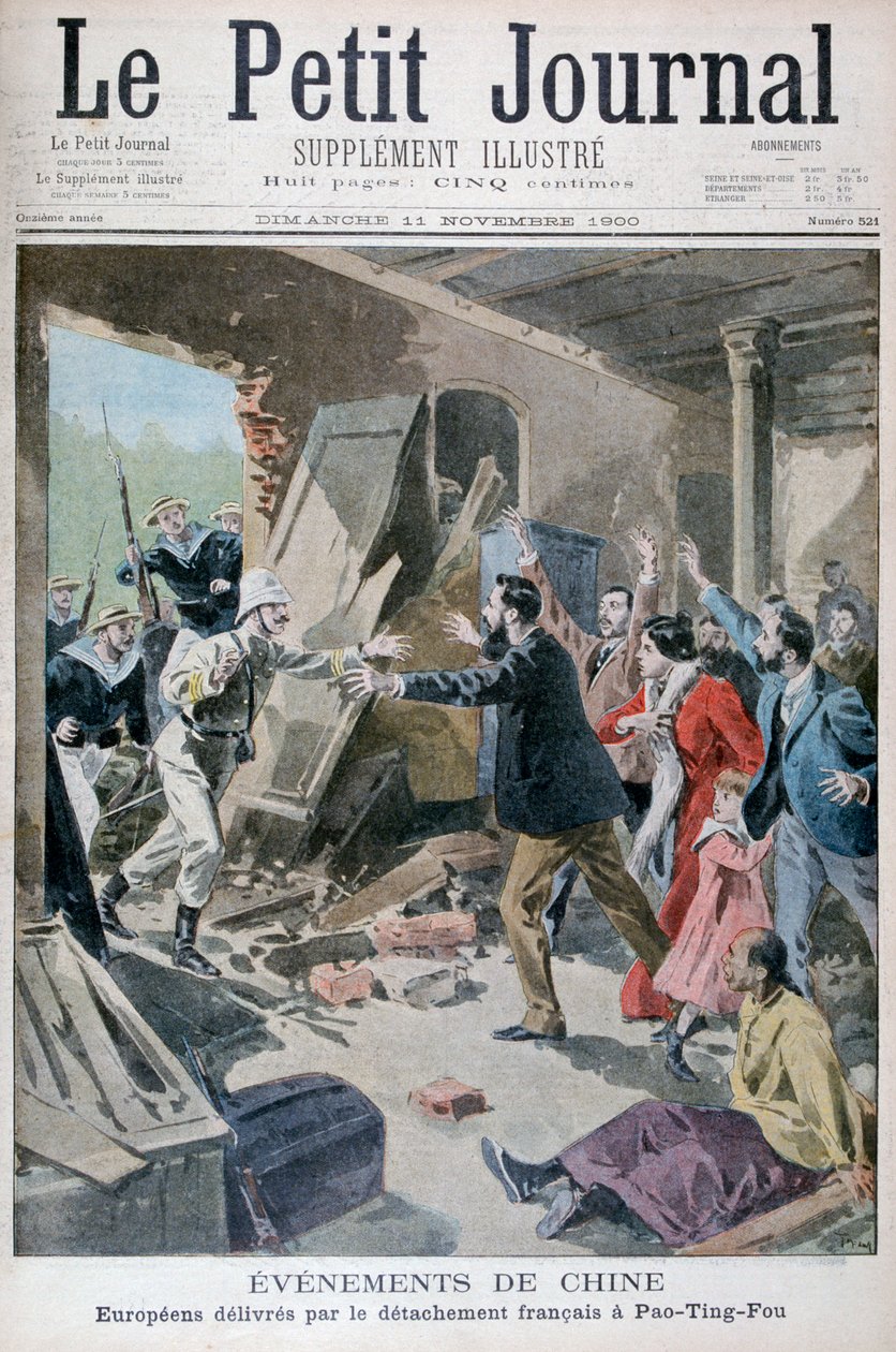 Européer räddade av en avdelning franska marinsoldater, Pao Ting Fou, Kina, 1900 av Oswaldo Tofani