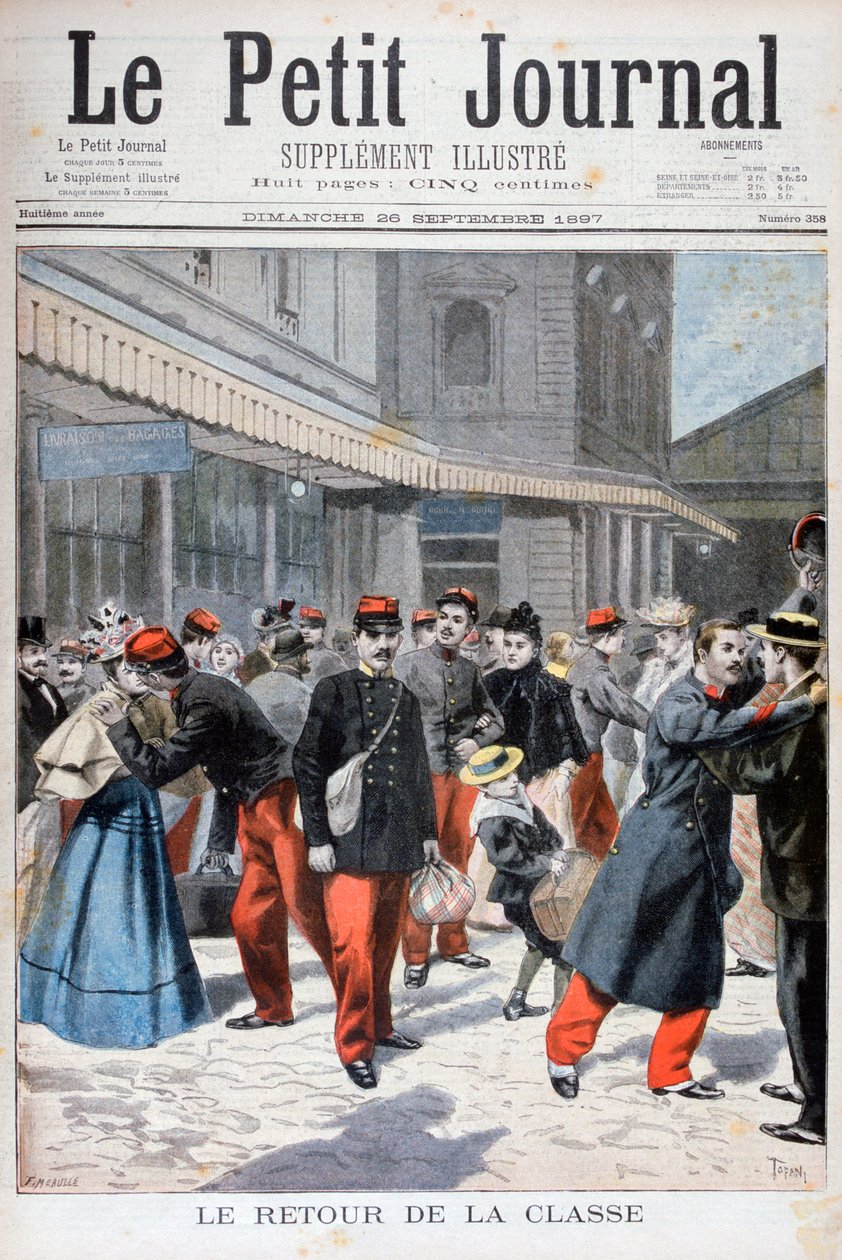 Franska soldater på väg hem, Frankrike, 1897 av Oswaldo Tofani