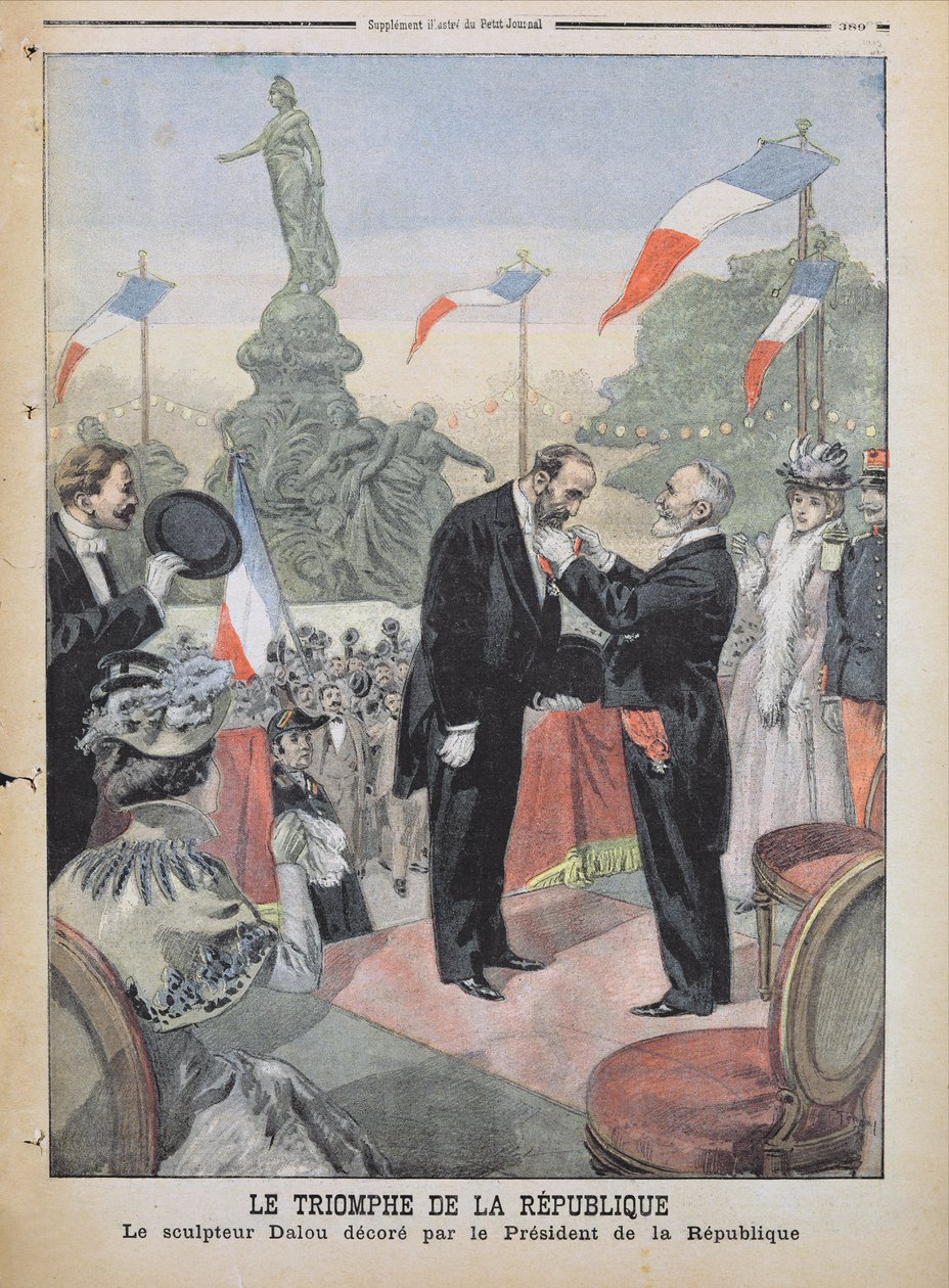 Jules Dalou (1838-1902) belønnet med Æreslegionens medalje af Emile Loubet (1838-1929) fra 