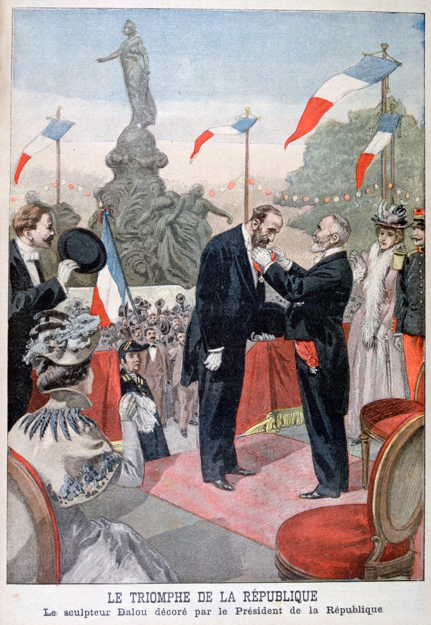 Jules Dalou belönades med hederslegionens medalj av Emile Loubet, 1899 av Oswaldo Tofani